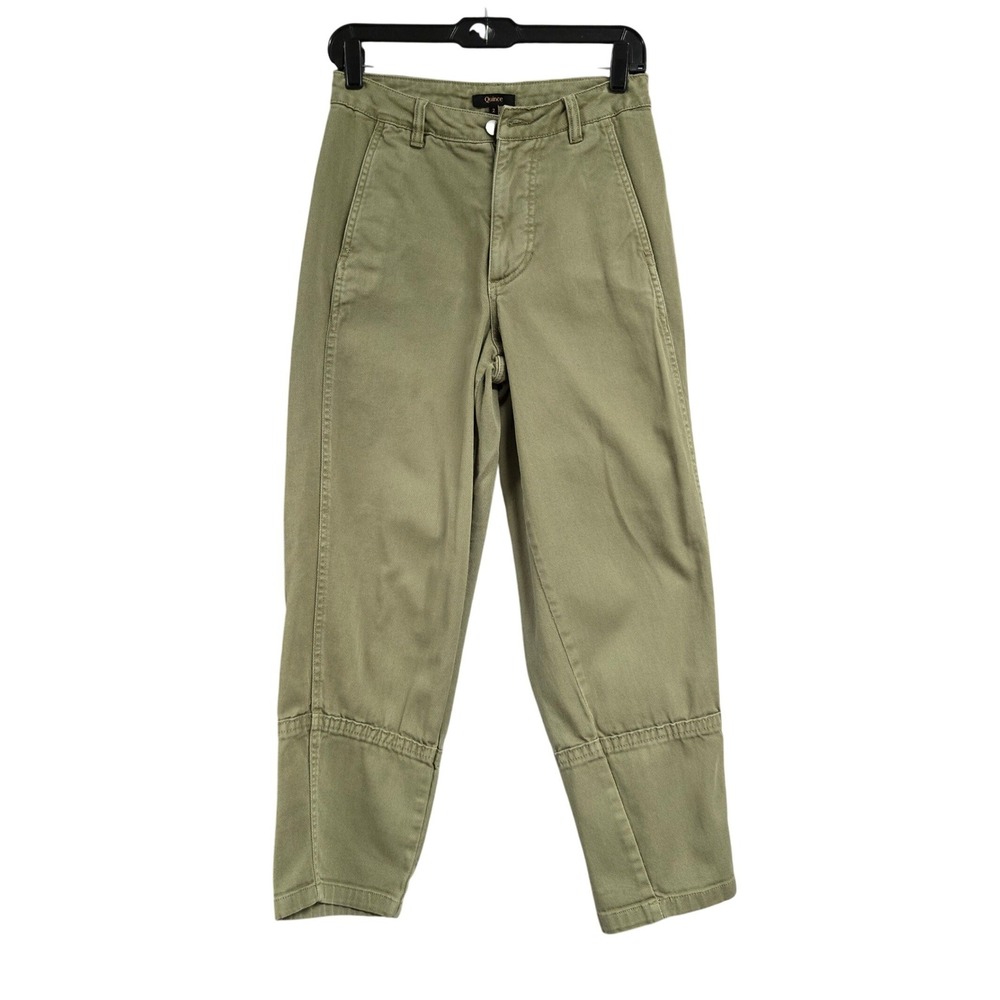 Quince Organic Stretch Cotton Twill Barrel Pant Jeans Olive Green Women's Size 2